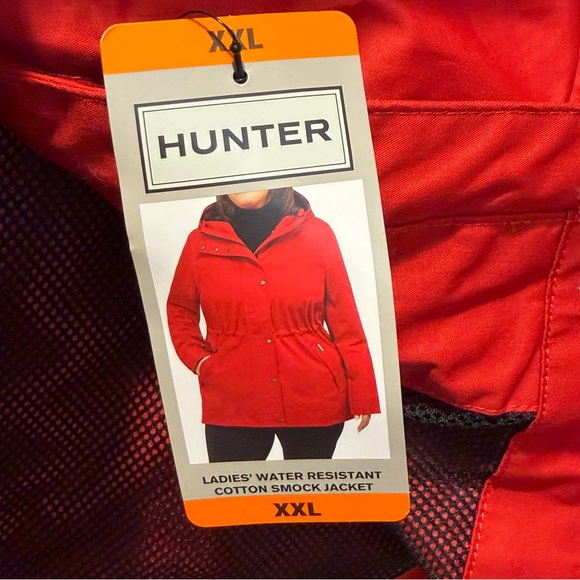 Hunter Red Water Resistant Cotton Smock Jacket XXL Hooded Raincoat - Picture 7 of 16